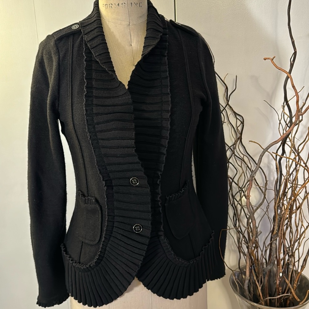 White House Black Market long sleeve ruffle cardigan